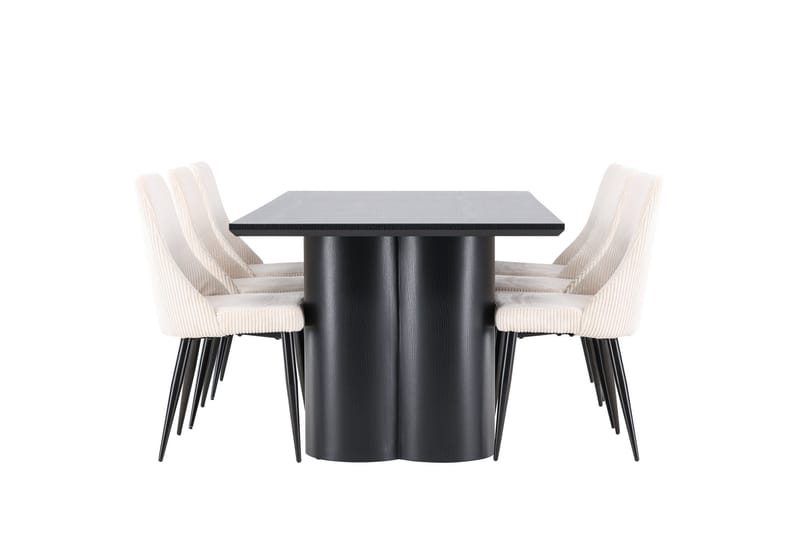 Spisegruppe Venture Home Olivia spisegruppe 210 cm rektangulær med 6 Leone-stoler Svart/Beige/Svart - Møbler - Bord - Spisegruppe