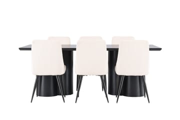 Spisegruppe Venture Home Olivia spisegruppe 210 cm rektangulær med 6 Leone-stoler Svart/Beige/Svart - Møbler - Bord - Spisegruppe