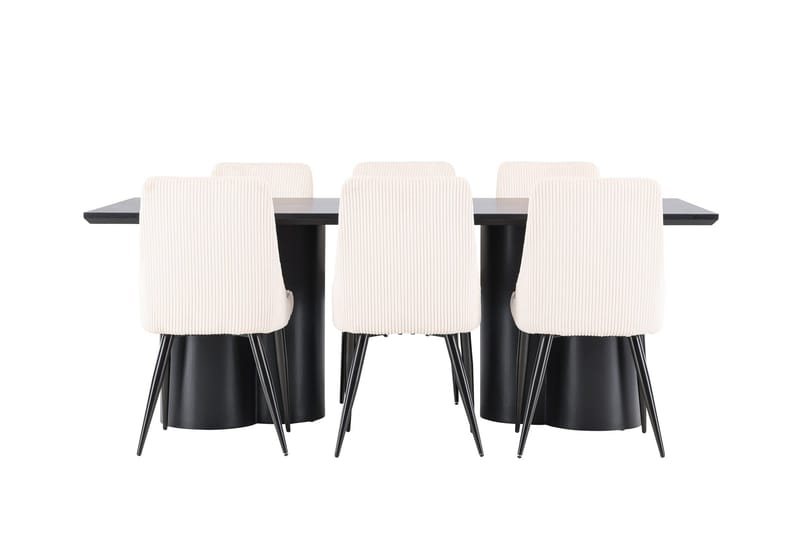 Spisegruppe Venture Home Olivia spisegruppe 210 cm rektangulær med 6 Leone-stoler Svart/Beige/Svart - Møbler - Bord - Spisegruppe