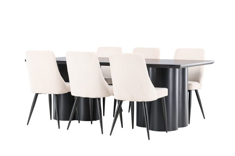 Spisegruppe Venture Home Olivia spisegruppe 210 cm rektangulær med 6 Leone-stoler Svart/Beige/Svart - Møbler - Bord - Spisegruppe
