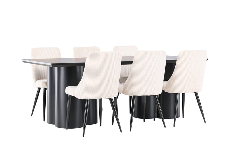 Spisegruppe Venture Home Olivia spisegruppe 210 cm rektangulær med 6 Leone-stoler Svart/Beige/Svart - Møbler - Bord - Spisegruppe