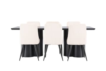 Spisegruppe Venture Home Olivia spisegruppe 210 cm rektangulær med 6 Leone-stoler Svart/Beige/Svart - Møbler - Bord - Spisegruppe