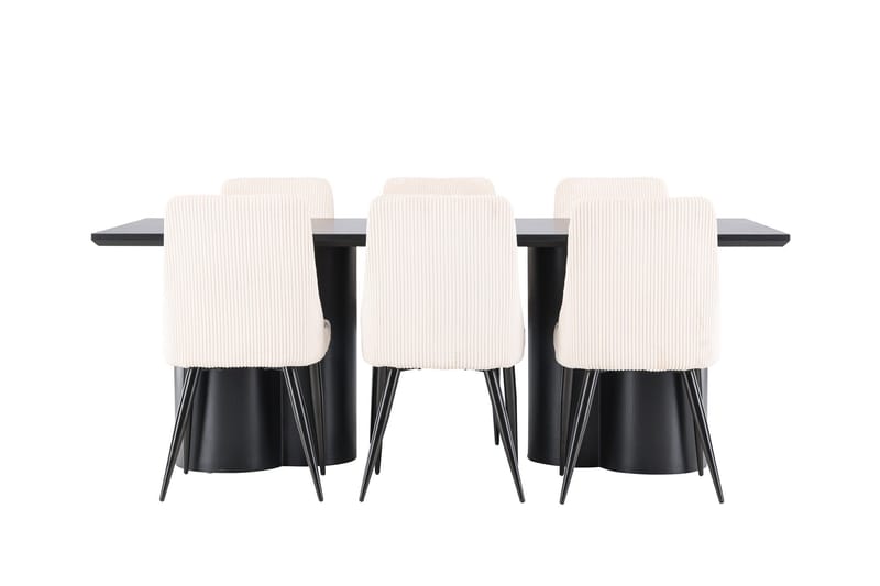 Spisegruppe Venture Home Olivia spisegruppe 210 cm rektangulær med 6 Leone-stoler Svart/Beige/Svart - Møbler - Bord - Spisegruppe