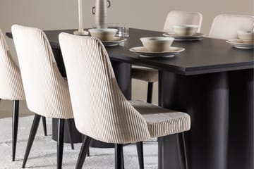 Spisegruppe Venture Home Olivia spisegruppe 210 cm rektangulær med 6 Leone-stoler Svart/Beige/Svart - Møbler - Bord - Spisegruppe
