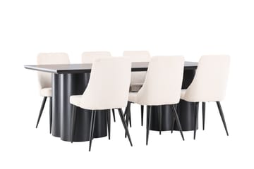Spisegruppe Venture Home Olivia spisegruppe 210 cm rektangulær med 6 Leone-stoler Svart/Beige/Svart - Møbler - Bord - Spisegruppe