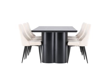 Spisegruppe Venture Home Olivia spisegruppe 210 cm rektangulær med 6 Leone-stoler Svart/Beige/Svart - Møbler - Bord - Spisegruppe