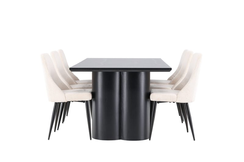 Spisegruppe Venture Home Olivia spisegruppe 210 cm rektangulær med 6 Leone-stoler Svart/Beige/Svart - Møbler - Bord - Spisegruppe