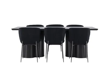 Spisegruppe Venture Home Olivia spisegruppe 210 cm rektangulær med 6 Modesto-stoler Svart/Svart/Svart - Møbler - Bord - Spisegruppe