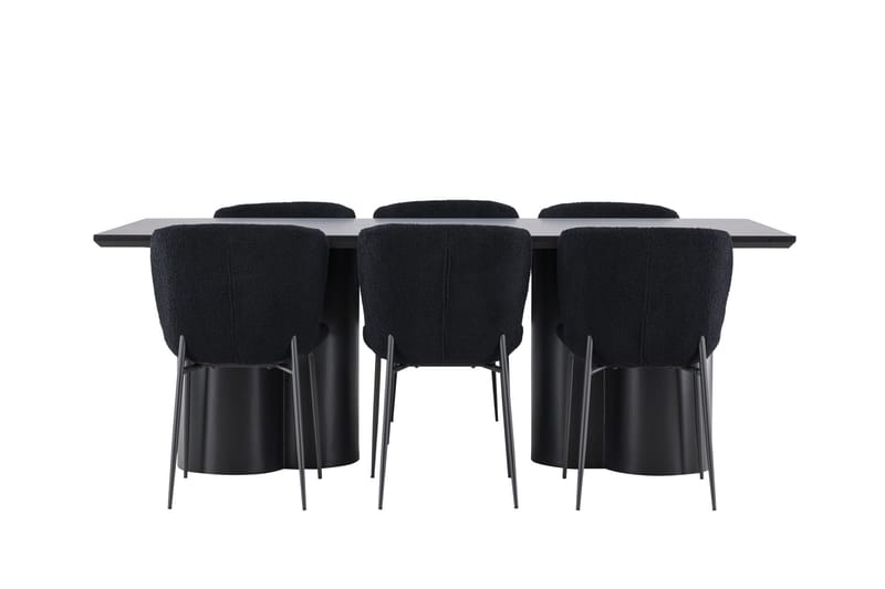 Spisegruppe Venture Home Olivia spisegruppe 210 cm rektangulær med 6 Modesto-stoler Svart/Svart/Svart - Møbler - Bord - Spisegruppe