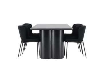 Spisegruppe Venture Home Olivia spisegruppe 210 cm rektangulær med 6 Modesto-stoler Svart/Svart/Svart - Møbler - Bord - Spisegruppe