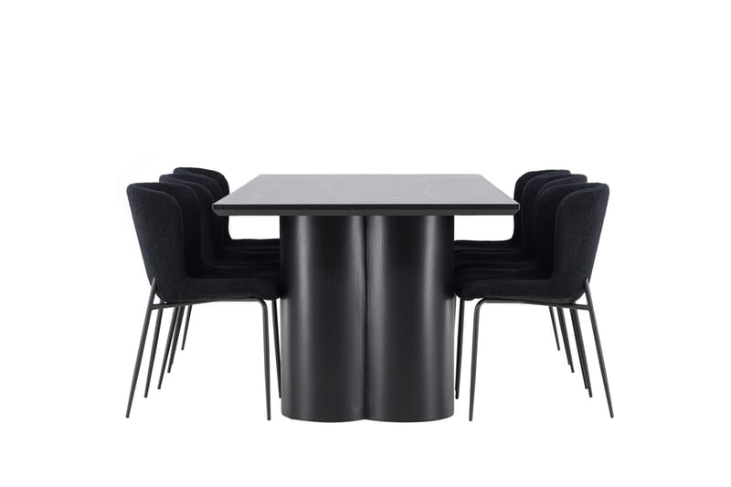 Spisegruppe Venture Home Olivia spisegruppe 210 cm rektangulær med 6 Modesto-stoler Svart/Svart/Svart - Møbler - Bord - Spisegruppe