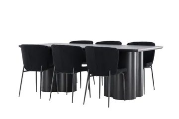 Spisegruppe Venture Home Olivia spisegruppe 210 cm rektangulær med 6 Modesto-stoler Svart/Svart/Svart - Møbler - Bord - Spisegruppe