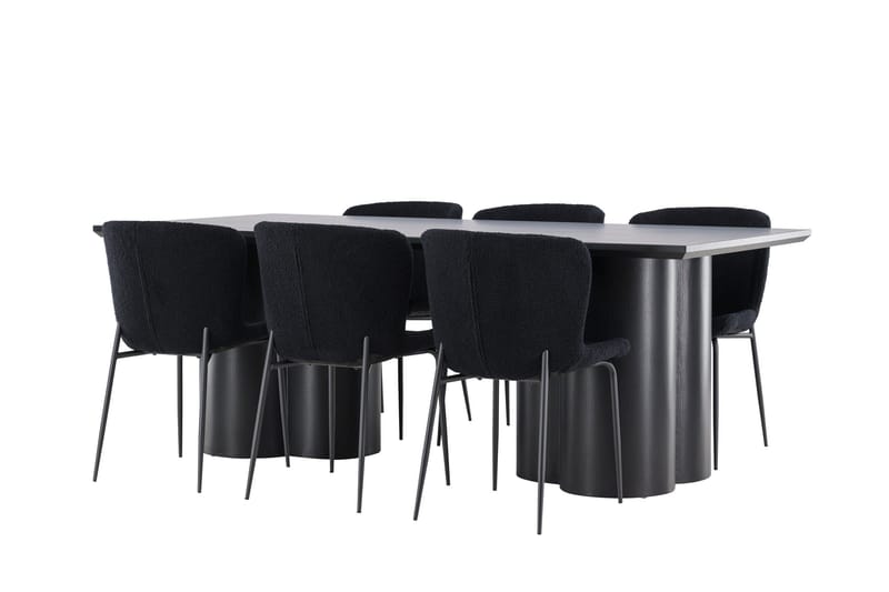 Spisegruppe Venture Home Olivia spisegruppe 210 cm rektangulær med 6 Modesto-stoler Svart/Svart/Svart - Møbler - Bord - Spisegruppe
