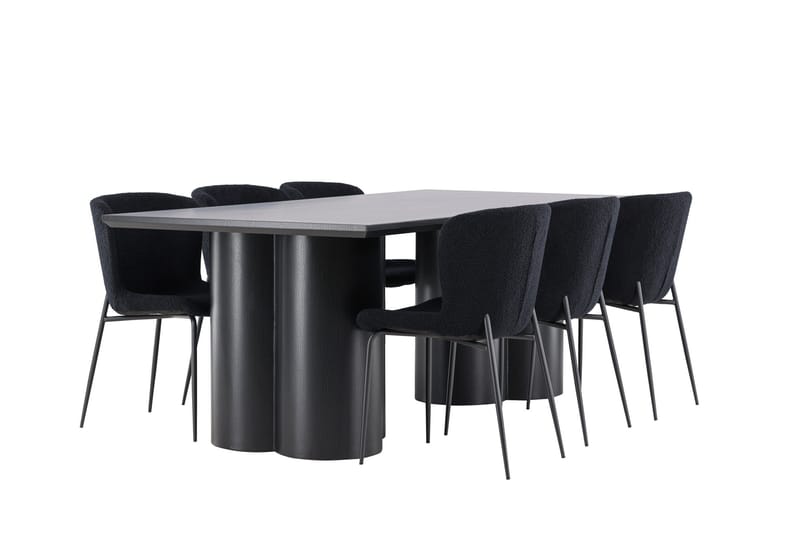 Spisegruppe Venture Home Olivia spisegruppe 210 cm rektangulær med 6 Modesto-stoler Svart/Svart/Svart - Møbler - Bord - Spisegruppe