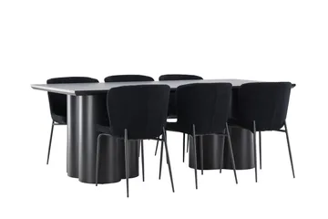 Spisegruppe Venture Home Olivia spisegruppe 210 cm rektangulær med 6 Modesto-stoler Svart/Svart/Svart - Møbler - Bord - Spisegruppe