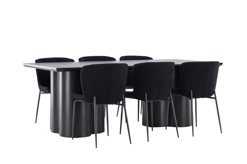 Spisegruppe Venture Home Olivia spisegruppe 210 cm rektangulær med 6 Modesto-stoler Svart/Svart/Svart - Møbler - Bord - Spisegruppe