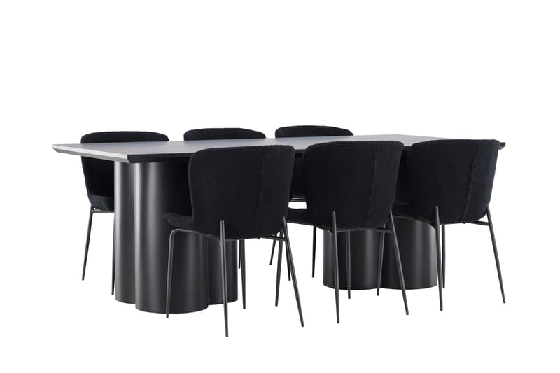 Spisegruppe Venture Home Olivia spisegruppe 210 cm rektangulær med 6 Modesto-stoler Svart/Svart/Svart - Møbler - Bord - Spisegruppe