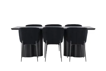 Spisegruppe Venture Home Olivia spisegruppe 210 cm rektangulær med 6 Modesto-stoler Svart/Svart/Svart - Møbler - Bord - Spisegruppe