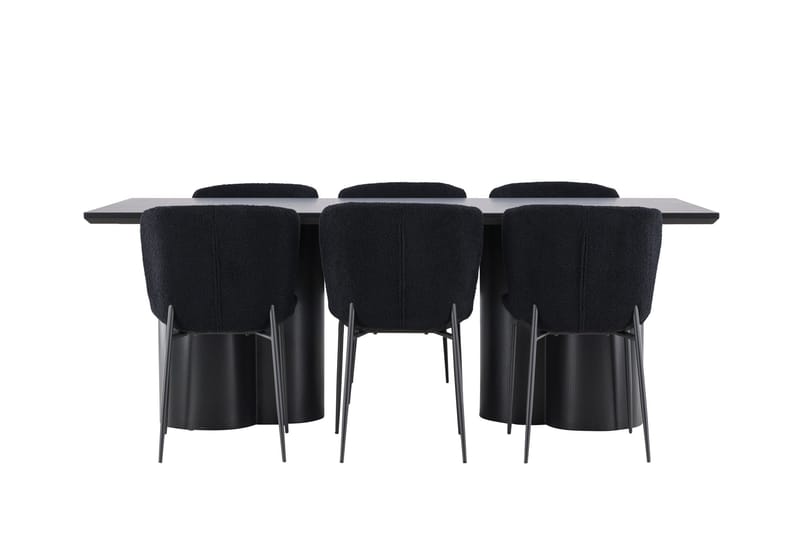 Spisegruppe Venture Home Olivia spisegruppe 210 cm rektangulær med 6 Modesto-stoler Svart/Svart/Svart - Møbler - Bord - Spisegruppe
