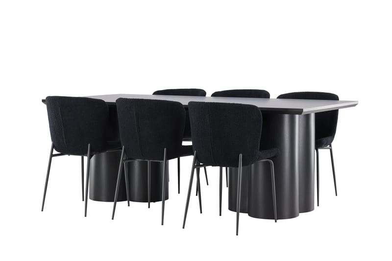 Spisegruppe Venture Home Olivia spisegruppe 210 cm rektangulær med 6 Modesto-stoler Svart/Svart/Svart - Møbler - Bord - Spisegruppe