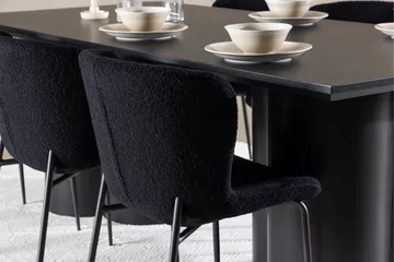 Spisegruppe Venture Home Olivia spisegruppe 210 cm rektangulær med 6 Modesto-stoler Svart/Svart/Svart - Møbler - Bord - Spisegruppe
