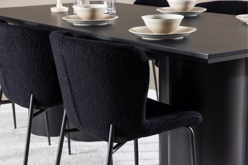 Spisegruppe Venture Home Olivia spisegruppe 210 cm rektangulær med 6 Modesto-stoler Svart/Svart/Svart - Møbler - Bord - Spisegruppe