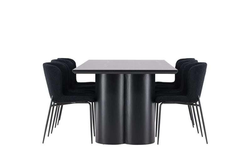 Spisegruppe Venture Home Olivia spisegruppe 210 cm rektangulær med 6 Modesto-stoler Svart/Svart/Svart - Møbler - Bord - Spisegruppe