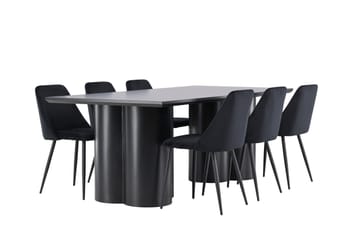 Spisegruppe Venture Home Olivia spisegruppe 210 cm rektangulær med 6 Night-stoler Svart/Svart/Svart - Møbler - Bord - Spisegruppe