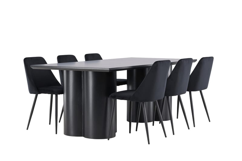 Spisegruppe Venture Home Olivia spisegruppe 210 cm rektangulær med 6 Night-stoler Svart/Svart/Svart - Møbler - Bord - Spisegruppe
