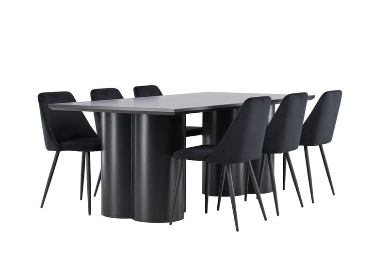 Spisegruppe Venture Home Olivia spisegruppe 210 cm rektangulær med 6 Night-stoler Svart/Svart/Svart - Møbler - Bord - Spisegruppe