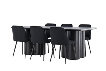 Spisegruppe Venture Home Olivia spisegruppe 210 cm rektangulær med 6 Night-stoler Svart/Svart/Svart - Møbler - Bord - Spisegruppe