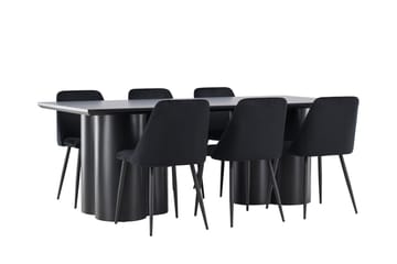 Spisegruppe Venture Home Olivia spisegruppe 210 cm rektangulær med 6 Night-stoler Svart/Svart/Svart - Møbler - Bord - Spisegruppe