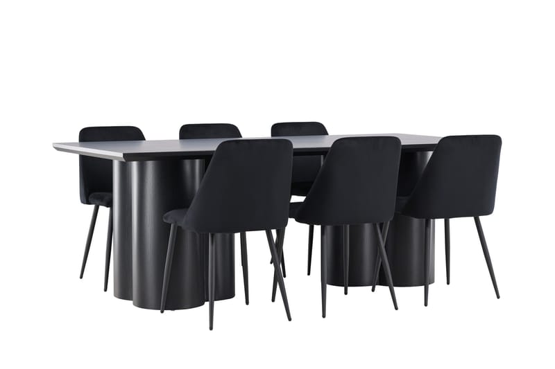 Spisegruppe Venture Home Olivia spisegruppe 210 cm rektangulær med 6 Night-stoler Svart/Svart/Svart - Møbler - Bord - Spisegruppe