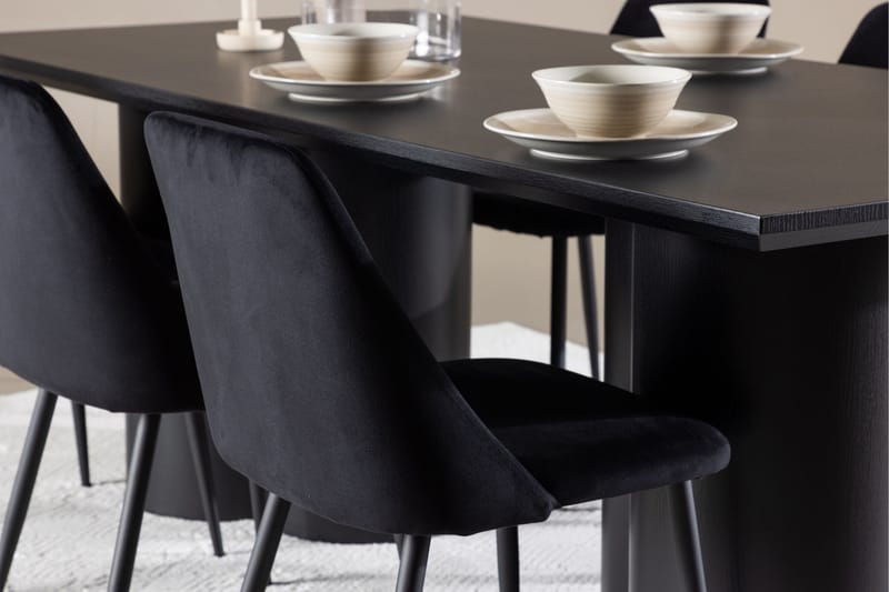 Spisegruppe Venture Home Olivia spisegruppe 210 cm rektangulær med 6 Night-stoler Svart/Svart/Svart - Møbler - Bord - Spisegruppe