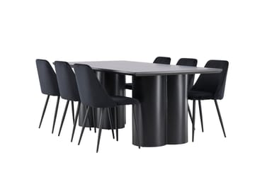 Spisegruppe Venture Home Olivia spisegruppe 210 cm rektangulær med 6 Night-stoler Svart/Svart/Svart - Møbler - Bord - Spisegruppe