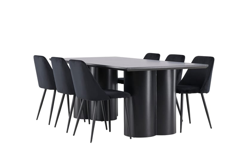 Spisegruppe Venture Home Olivia spisegruppe 210 cm rektangulær med 6 Night-stoler Svart/Svart/Svart - Møbler - Bord - Spisegruppe