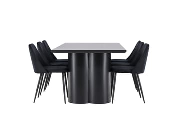 Spisegruppe Venture Home Olivia spisegruppe 210 cm rektangulær med 6 Night-stoler Svart/Svart/Svart - Møbler - Bord - Spisegruppe