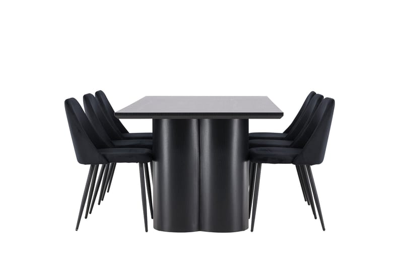 Spisegruppe Venture Home Olivia spisegruppe 210 cm rektangulær med 6 Night-stoler Svart/Svart/Svart - Møbler - Bord - Spisegruppe