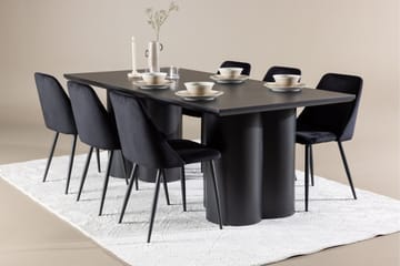 Spisegruppe Venture Home Olivia spisegruppe 210 cm rektangulær med 6 Night-stoler Svart/Svart/Svart - Møbler - Bord - Spisegruppe