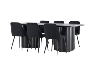 Spisegruppe Venture Home Olivia spisegruppe 210 cm rektangulær med 6 Night-stoler Svart/Svart/Svart - Møbler - Bord - Spisegruppe