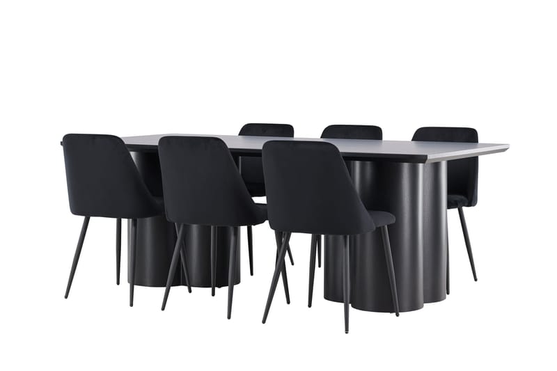 Spisegruppe Venture Home Olivia spisegruppe 210 cm rektangulær med 6 Night-stoler Svart/Svart/Svart - Møbler - Bord - Spisegruppe