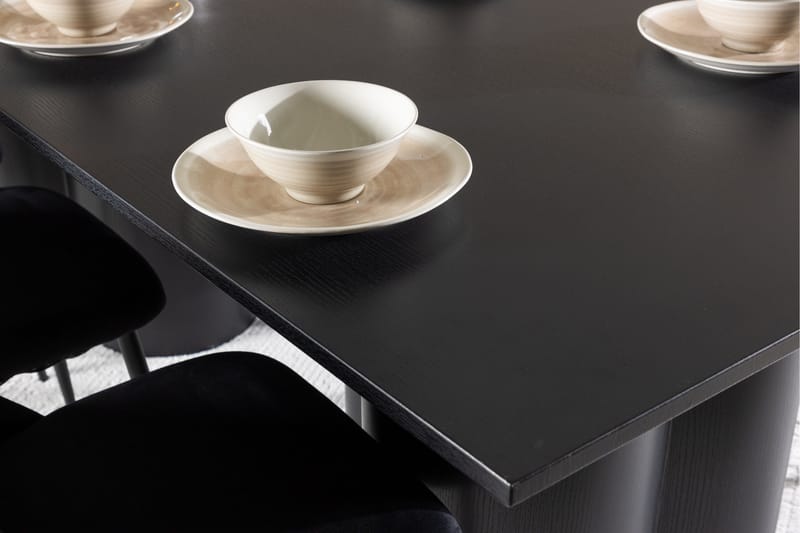 Spisegruppe Venture Home Olivia spisegruppe 210 cm rektangulær med 6 Night-stoler Svart/Svart/Svart - Møbler - Bord - Spisegruppe