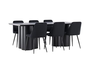 Spisegruppe Venture Home Olivia spisegruppe 210 cm rektangulær med 6 Night-stoler Svart/Svart/Svart - Møbler - Bord - Spisegruppe
