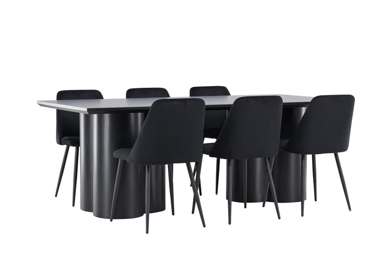 Spisegruppe Venture Home Olivia spisegruppe 210 cm rektangulær med 6 Night-stoler Svart/Svart/Svart - Møbler - Bord - Spisegruppe