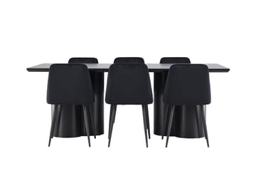 Spisegruppe Venture Home Olivia spisegruppe 210 cm rektangulær med 6 Night-stoler Svart/Svart/Svart - Møbler - Bord - Spisegruppe