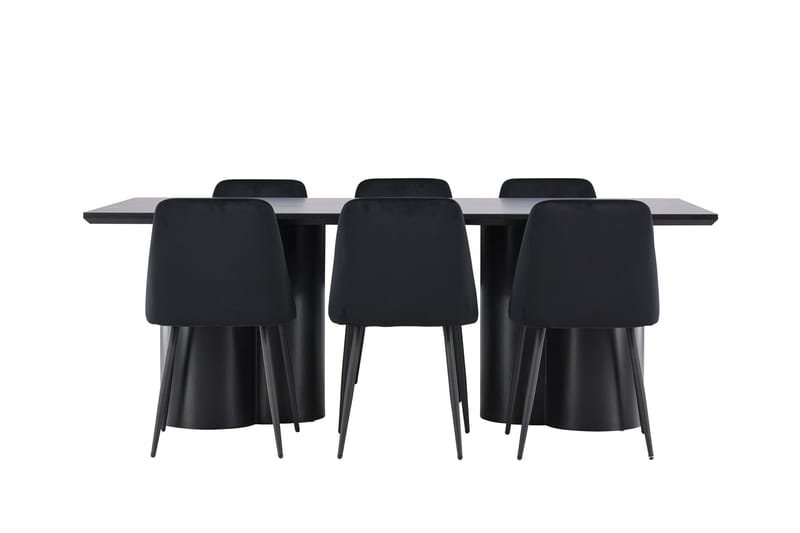 Spisegruppe Venture Home Olivia spisegruppe 210 cm rektangulær med 6 Night-stoler Svart/Svart/Svart - Møbler - Bord - Spisegruppe