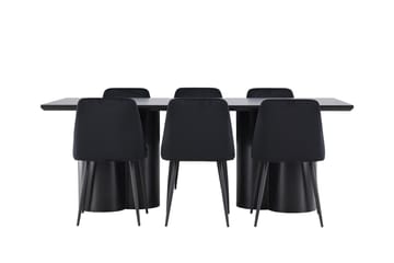 Spisegruppe Venture Home Olivia spisegruppe 210 cm rektangulær med 6 Night-stoler Svart/Svart/Svart - Møbler - Bord - Spisegruppe