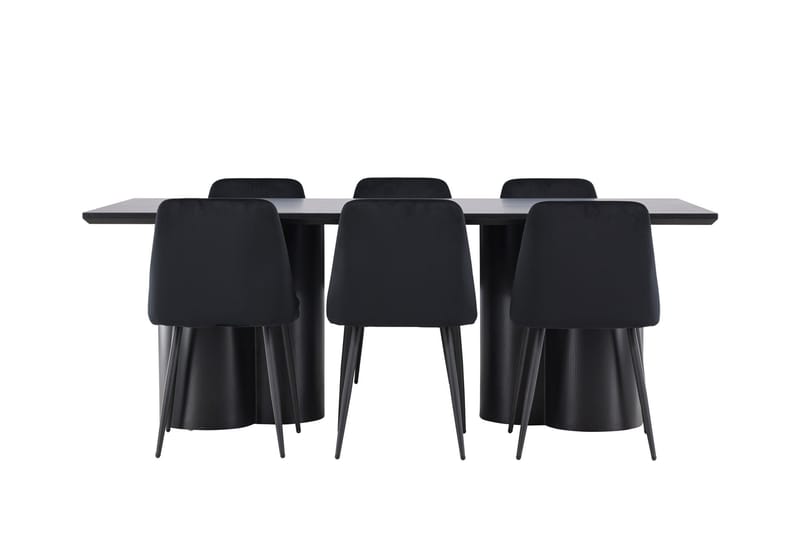 Spisegruppe Venture Home Olivia spisegruppe 210 cm rektangulær med 6 Night-stoler Svart/Svart/Svart - Møbler - Bord - Spisegruppe