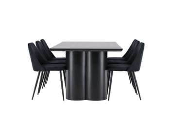 Spisegruppe Venture Home Olivia spisegruppe 210 cm rektangulær med 6 Night-stoler Svart/Svart/Svart - Møbler - Bord - Spisegruppe