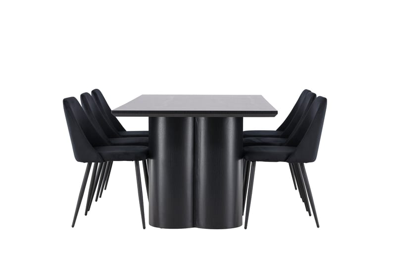 Spisegruppe Venture Home Olivia spisegruppe 210 cm rektangulær med 6 Night-stoler Svart/Svart/Svart - Møbler - Bord - Spisegruppe